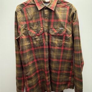 Eddie Bauer Red and Brown Plaid Shirt